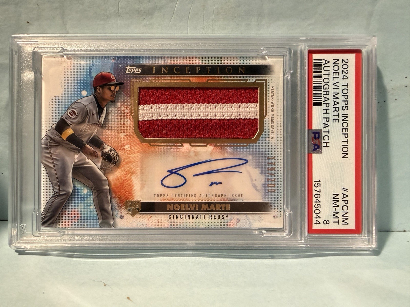 2024 Topps Inception Noelvi Marte Autographed Patches Auto /200 RC PSA 8