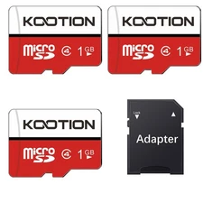 Kootion 3pcs 1GB Ultra Micro SD Class 4 TF Cards Memory Card Christams Gift Red