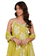 Women's Pure Cotton Sleeveless Straight Kurta Set with Palazzo Pants  Dupatta