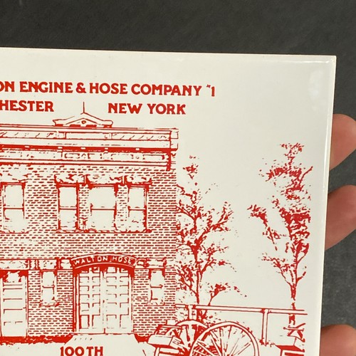 Vtg WALTON ENGINE & HOSE COMPANY Fire Station No 1 CHEATER NEW YORK Tile Trivet - Afbeelding 17 van 17