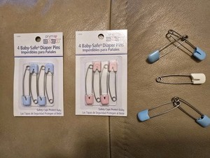 Vintage Baby Blue White Diaper Pins +