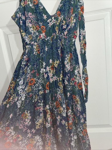 Angie Women's Green Floral Maxi Long Tiered Sleeveless Dress - Size Large - Picture 3 of 5