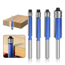 4PC 1/4" Shank Flush Trim Router Bit Set Top Bearing Woodworking Template Cutter