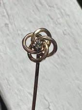 10k Gold Genuine Diamond Love Knot/Flower Stick/Lapel Pin
