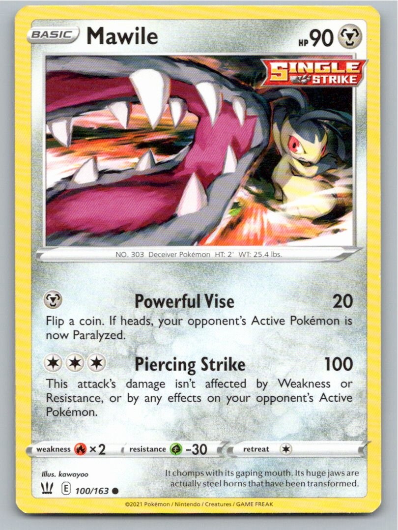 2021 POKEMON MAWILE BATTLE STYLES 100/163 COMMON NM A49865 FREE S&H
