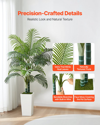 VEVOR Artificial Areca Palm Tree 5 ft, Fake Palm Tropical Plants with White Tall