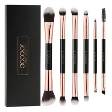12-in-6 Dual-Ended Makeup Brush Set - 6 Travel-Size Eye Face Brushes with Case