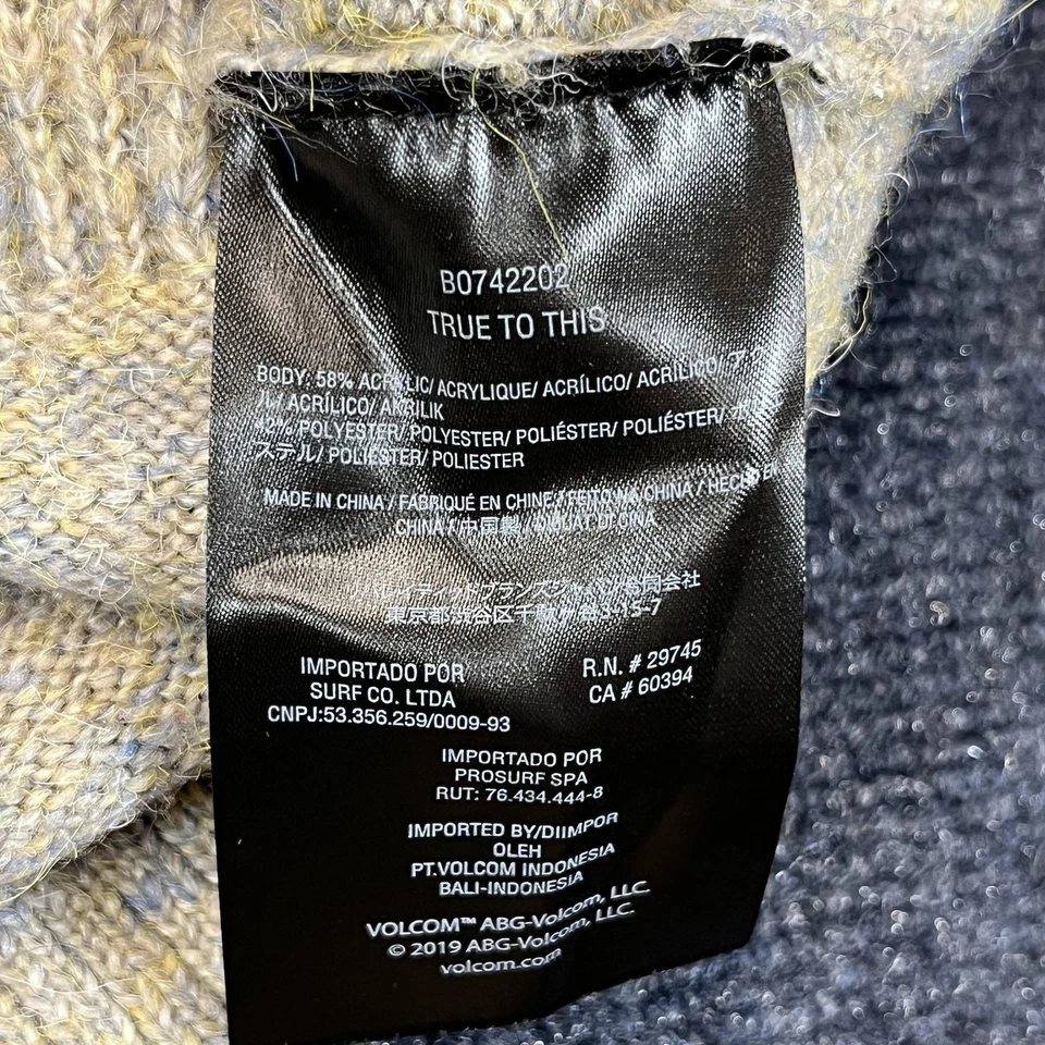 Volcom Sweater Womens XL Gray Blue Striped Knit Crewneck Pullover Soft Blend Y2K - Image 4 of 4