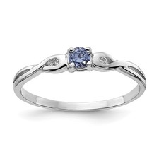 Sterling Silver Rhodium-plated Blue Color  White CZ Ring