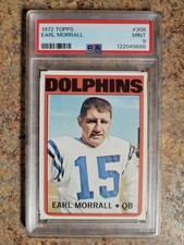 1972 Topps Football Card Earl Morrall, High Number, #308, PSA 9, MINT