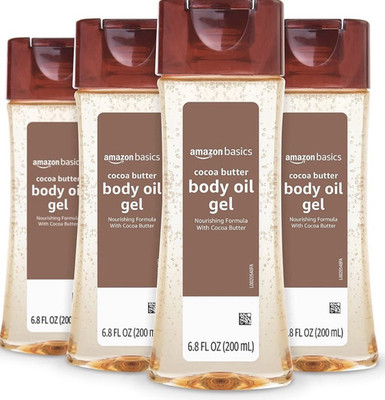 Amazon Basics Cocoa Butter Body Oil Gel Moisturizer 6.8 fl oz (200 mL) 4PACK