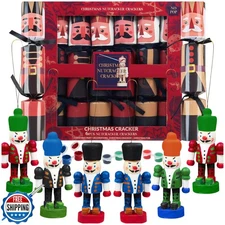 KreativeKraft Christmas Crackers 6 Pack No-Snap Nutcracker Craft 