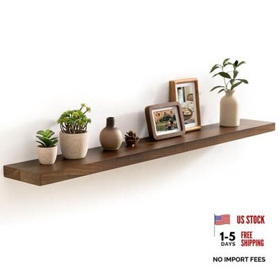 Floating Shelves, USA-Sourced Walnut Wood 48 48in-1pc Walnut Wood-flat Edge