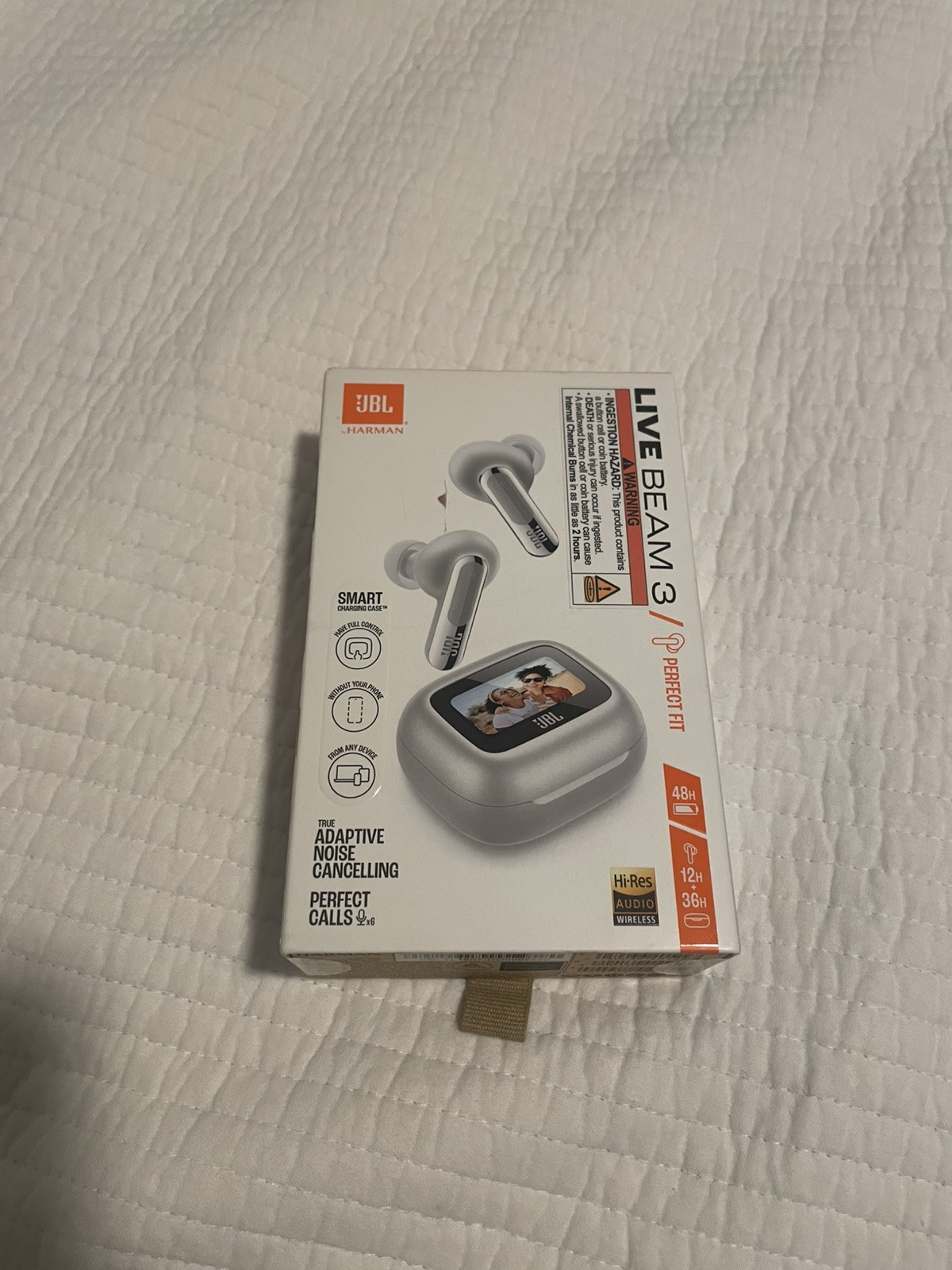 New JBL Live Beam 3, True wireless noise-cancelling closed-stick earbuds(Silver)