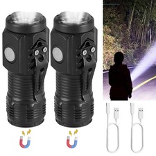 2-PACK Super Bright LED Mini Flashlight USB Rechargeable Pocket Keychain Torch