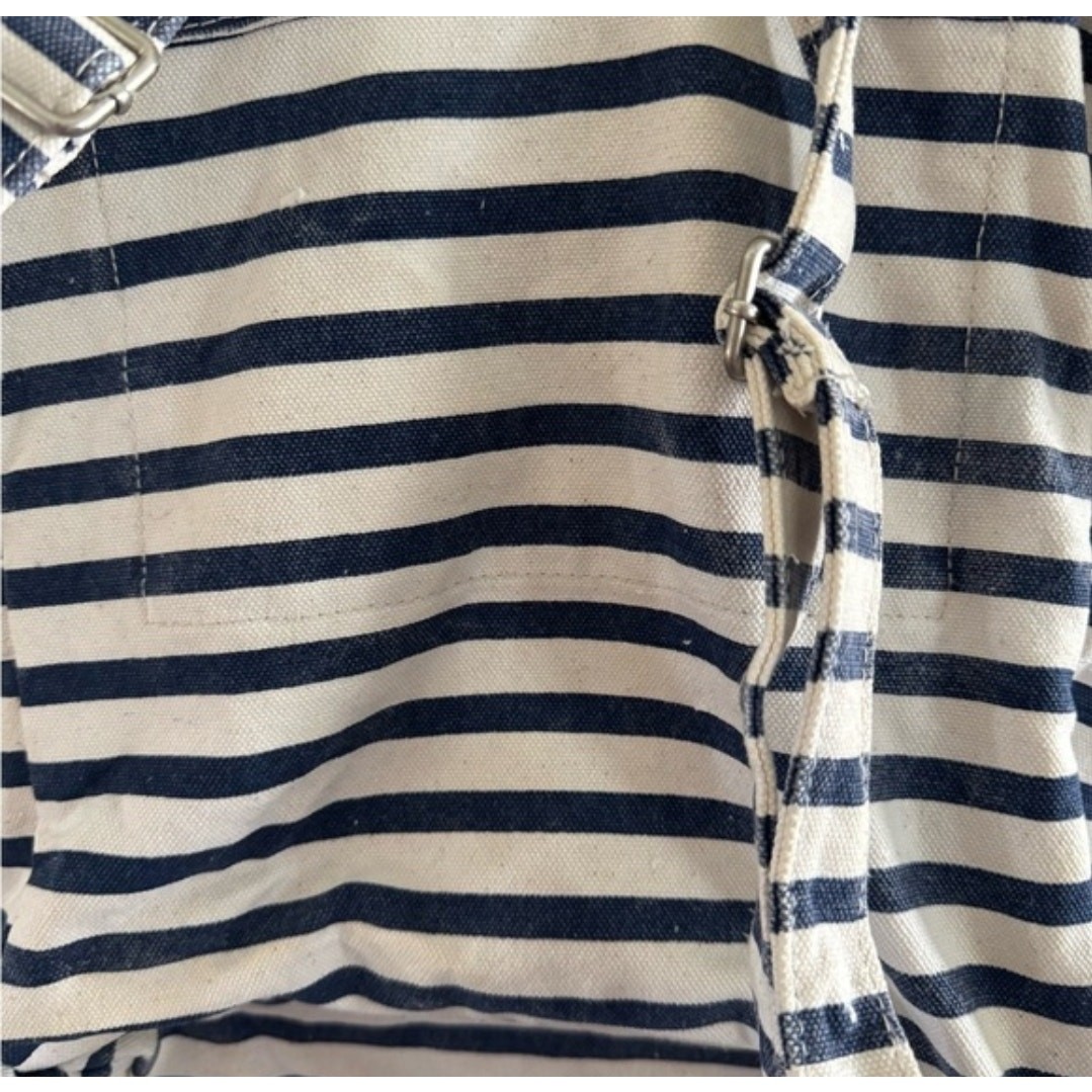 Baggu Blue White Cotton Canvas Sailor Stripe Backpack Sacre Coeur Nautical Boho Baggu Blue White Cotton Canvas Sailor Stripe Backpack Sacre  main image 2