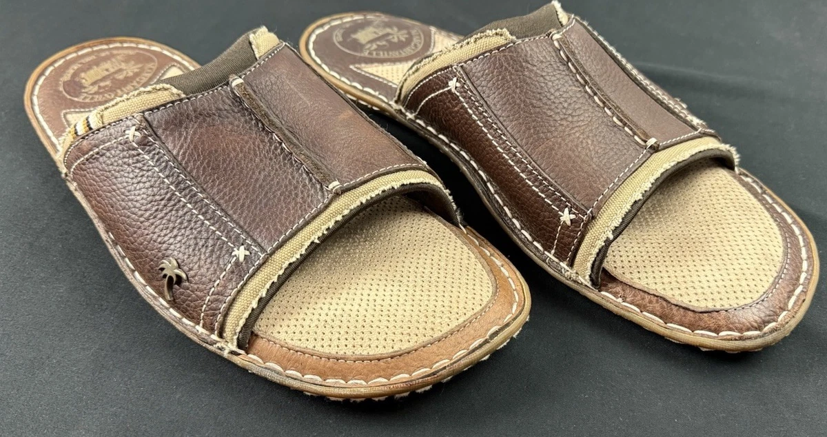 Margaritaville Brown Hook-and-Loop Outdoor Sandals Brown Leather Upper Margaritaville Sandals for Men for sale  main image 3