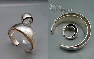 SK46 Vintage TONE VIGELAND Norway Set Bangle Ring Excellent 925 Sterling Silver
