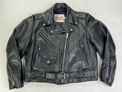 Vtg Excelled Leather Motorcycle Jacket Ramones Punk Women s 16 Union Made in USA