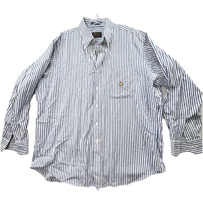 Vintage Chaps Ralph Lauren Men's 17.5 34/35 Button Down Dress Shirt Crest Logo