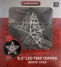 LAMPHOME 9.5" Tree Topper Star with 60 LED Lights. SILVER. BRAND NEW IN BOX