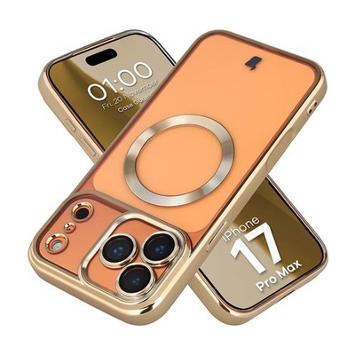 Handyhülle für iPhone 17 Pro Max Bizon Case Cover Schutzhülle Transparent-Golden
