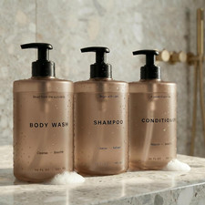 Stylish Shampoo  Conditioner Dispenser Set of 3-20Oz Bottles with Pump