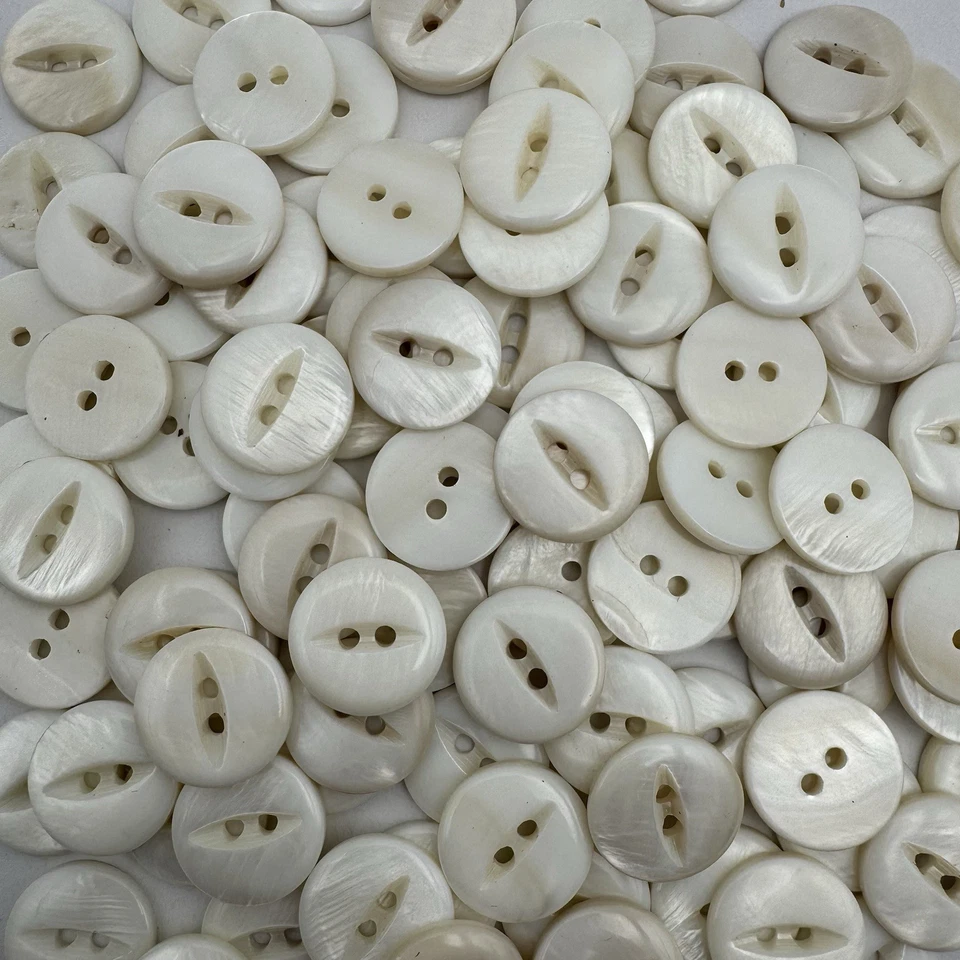 Rare Ivory/White Fish Eye Japanese Oyster Shell Shirting Button 15mm 5/8" 2hole - Image 2 of 3
