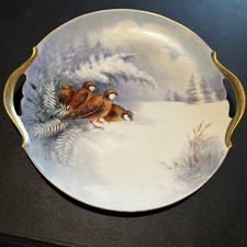 Limoges  Game Serving Platter Featuring Partridges In Snow
