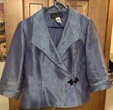 Alex Evenings Womens Jacket Silvery Blue Elegant Luxury, Formal Occasion