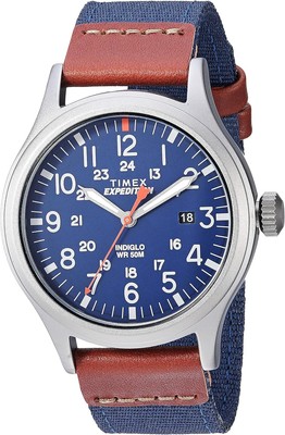 Timex Expedition Scout 40mm Men s Analog Watch | INDIGLO Blue/Blue/Titanium 
