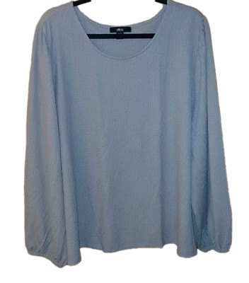 NEW Ellos 26/28 Peasant Boho Hippie Career Casual Texture Long Sleeve Green Top 