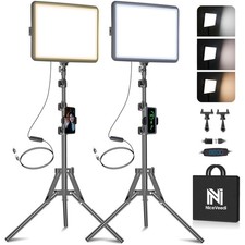 Dimmable 2-Pack LED Video Light Kit with Adjustable Tripod - Perfect for YouTube