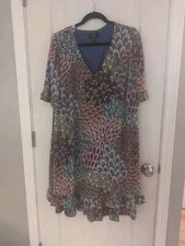 NWT MSK Women Plus Size 3X Paisley Print Colorful Sheath Midi Dress Lined Stretc
