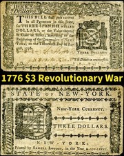 HGR SUNDAY 1776 $3 RARE (Revolutionary War Issue) Only LIGHTLY CIRCULATED
