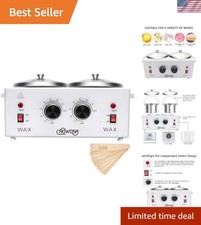 Double Pot Wax Warmer for Easy Hair Removal - Adjustable Temp, 50 Sticks