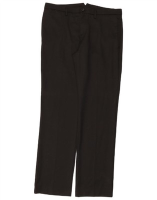 Benetton Herren Straight Freizeit Hose IT 50 Large W36 L35 Schwarz Polyester EB58