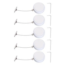 5Set 4.9ft Retractable Remote Round Remote Cable Lock White Round Iron Cap 