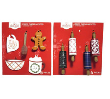 Holiday Time Mini Christmas Ornaments Kitchen Baking Supplies Rolling Pins 9 Pcs