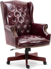 Executive Office Chair Faux Leather Home Office Desk Chairs w/Tufted Wingback