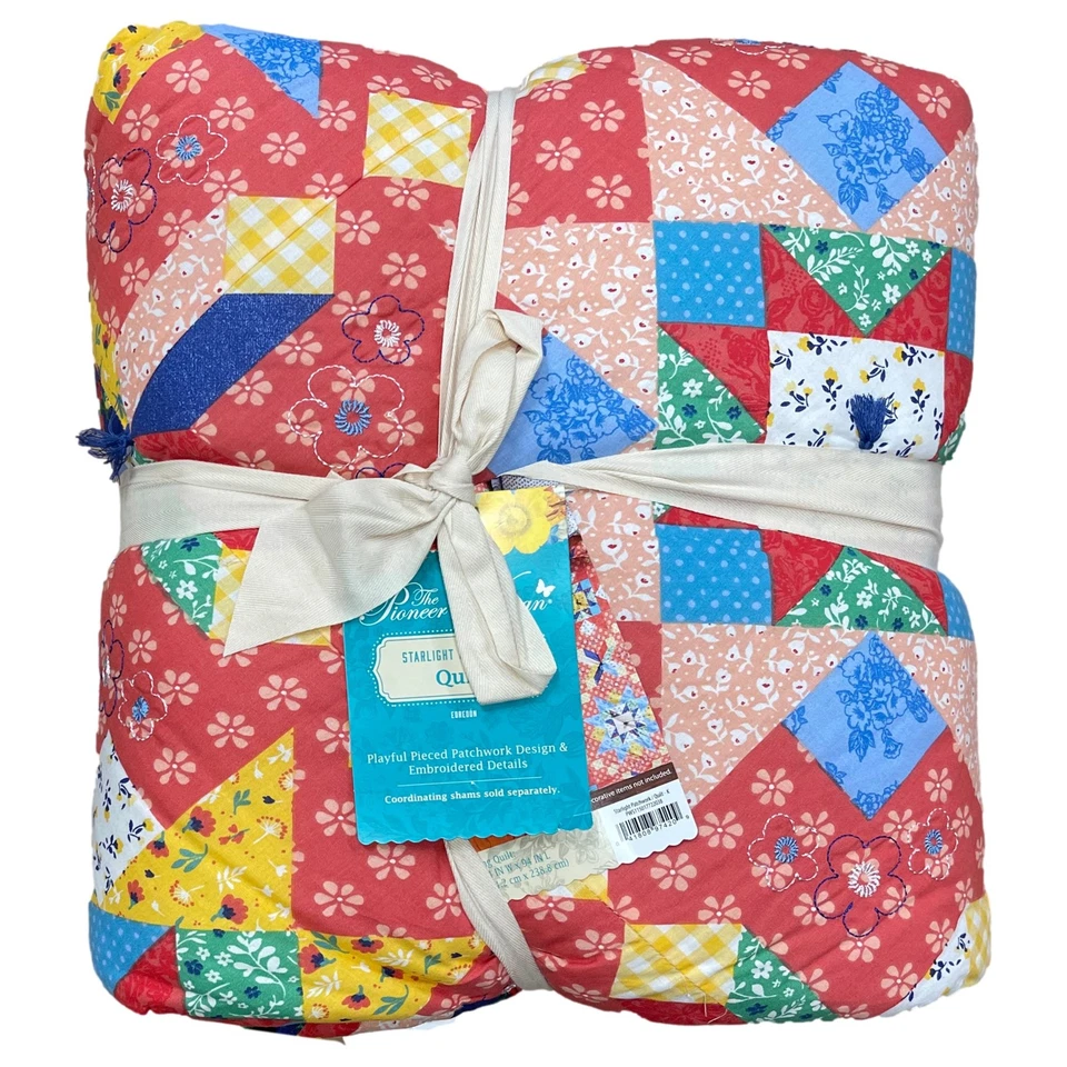 Edredón, edredón de algodón cama king retazos naranja Starlight The Pioneer Woman Foto 3 de 3