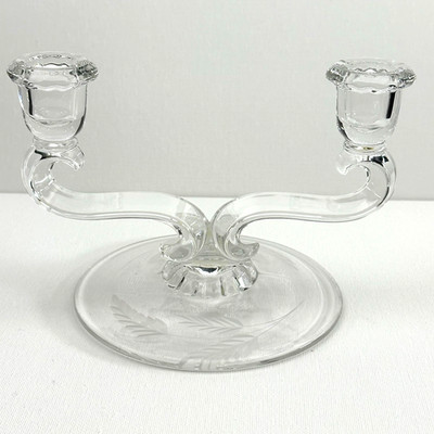 Viking Princess Double Light Candlestick Holder Vintage Glass