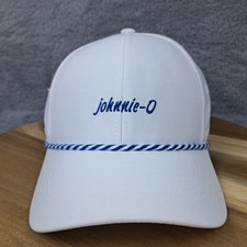 Johnnie-O Hat Cap Snap Back Blue White Performance Patch Spell Out Adjustable