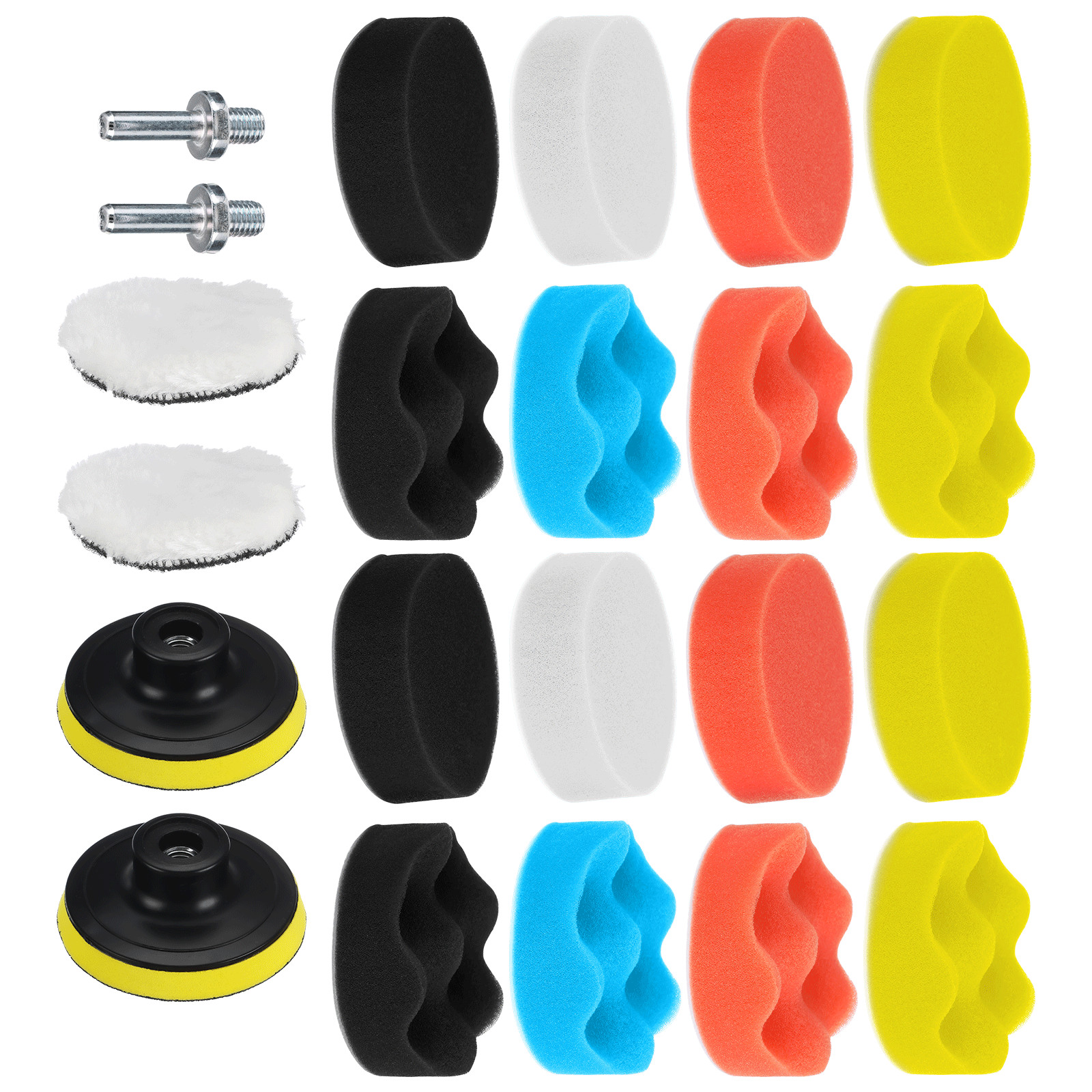 22 3INCH Polishing Pads Sponge Woolen Waxing Buffing Pad Kits M10 Drill Adapter