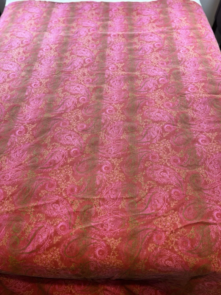 Crate & Barrel Christmas Paisley Tablecloth Red 1112 x 59” Seats 10 - 12 Cotton - Image 2 of 4
