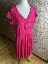 Torrid At The Knee Super Soft Lace Sequin Contrast Fit N Flare Dress Size 1X