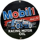 VINTAGE MOBIL 1 PORCELAIN SIGN DEALERSHIP GAS STATION MOBIL MOTOR OIL ONE RACING