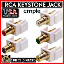 RCA Coupler White Modular RCA Keystone Jack for Wall Plates Surface Boxes Panels