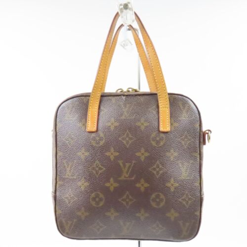 LOUIS VUITTON Logo Spontini Hand Bag Monogram Leather Brown M47500 France 79766 - Picture 1 of 24