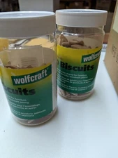 Vintage Lot of (2) Partial Jars Wolfcraft Jointer Biscuit Biscuits #0 France